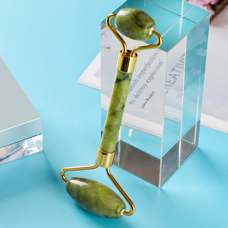 Массажный ролик для лица Гуаша Доска с двойными головками Натуральный кристаллический камень Подтяжка лица Инструменты для похудения