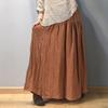 Женские осенние однотонные льняные юбки, осенняя новая женская одежда с эластичной резинкой на талии, свободные плиссированные юбки