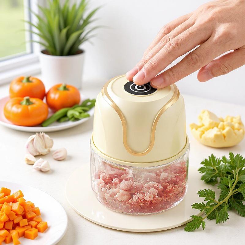 Компактная беспроводная электрическая чеснокорезка и измельчитель мяса - Прибор для приготовления детского питания и многофункциональный кухонный комбайн