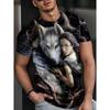 Short Sleeve Plus Size Summer Tee Men Outfit Animal Wolf 3d Print T Shirts Mens Casual Sportwear T Shirt Male