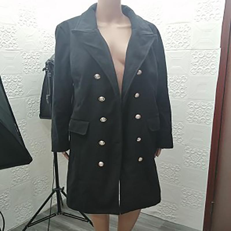 Женская шерстяная ветровка длинное пальто двубортное зимнее теплое пальто куртка