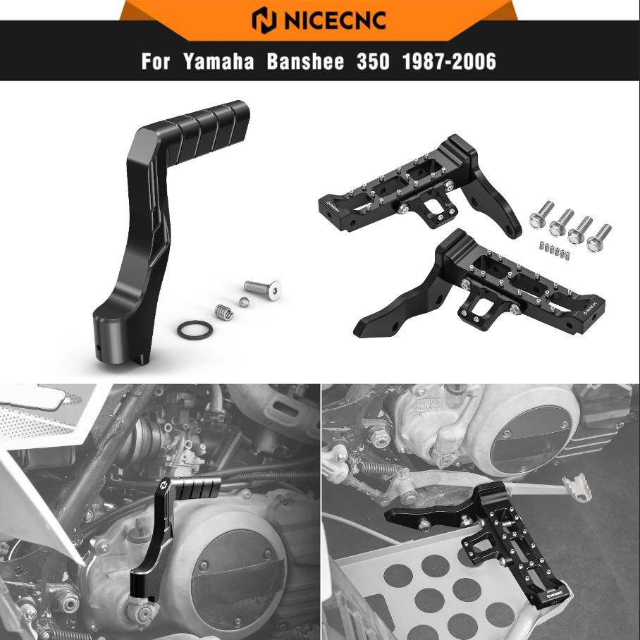 NICECNC Extended Wider Foot Pegs & kickstarter Starter Lever For Yamaha Banshee 350 1987-2006 Replaces 2GU-15620-01-00 Aluminum