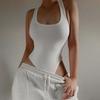 Sleeveless Knitted Bodysuit Summer 2024 Sexy Bodysuit Off-the-shoulder Halterneck Top