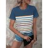 Summer Women's 3D Striped Printed T-shirt Top Casual Short Sleeved Round Neck Clothing