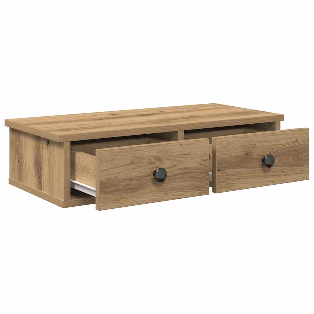 Minimalistischer Nachttisch Mit Schubladen, Wandmontiertes Schubladen-Aufbewahrungsregal, Schwebendes Aufbewahrungs- Und Dekorregal, 60x25x15 Cm