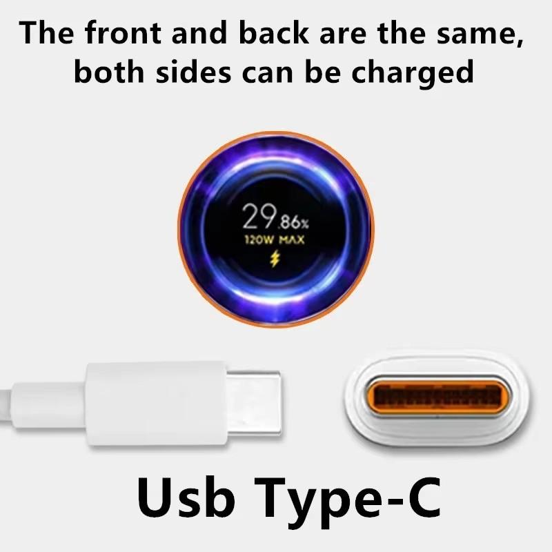 Оригинальное сверхбыстрое зарядное устройство 120 Вт 6 А USB C-Type C кабель для быстрой зарядки для Xiaomi Redmi Mi 14 13 Pro Высокоскоростная передача данных
