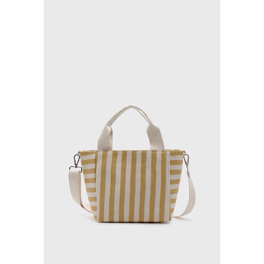 Women's Striped Mini Linen Tote Bag