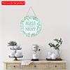 2D Flat 20*20cm1pc Bless Next Fresh Floral Wreath Round Wooden Door Signs for Home, Turquoise Color Garland Theme Home Spring&Summer Decorative Wall