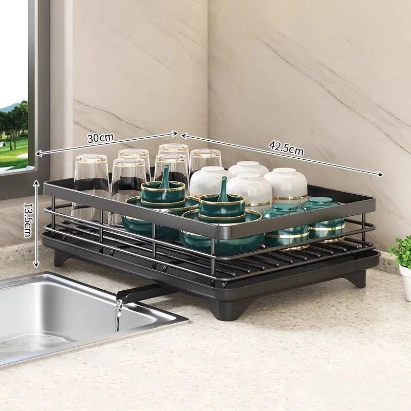 Стеллаж для хранения кухонных столовых приборов, органайзер для чаши, многофункциональная большая вместительная полка для слива посуды, держатель для посуды, держатель для кухонных принадлежностей