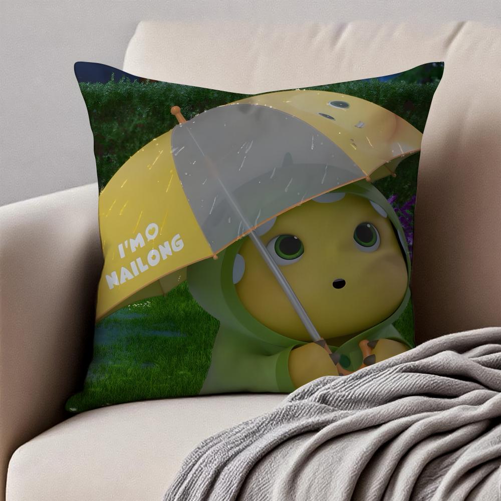 FUN CUTE NNAILONG Cushion Cover Pillowcase Antidustmite Invisible Zipper Short Plush Sofa Cushion