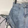 Удобные узкие модные и универсальные джинсовые шорты Sense, женские летние эластичные узкие прямые брюки-трапеция с высокой талией и завязками
