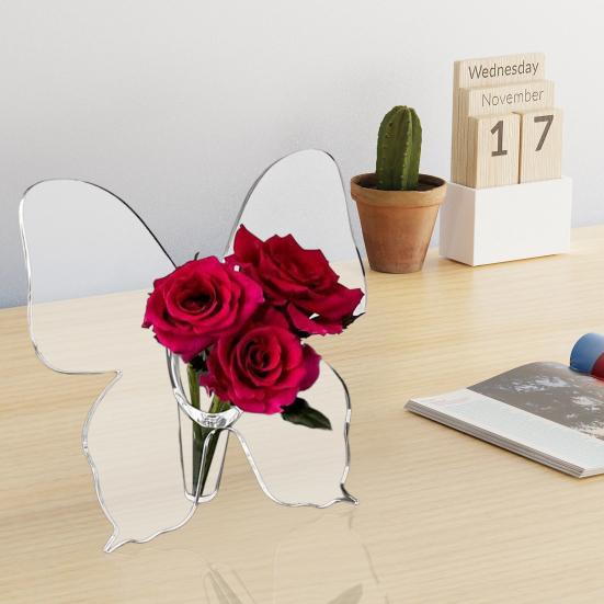 2 шт. ваза-бабочка прозрачная акриловая ваза для цветов настольное украшение ваза-бабочка для гостиной спальни столовой офиса декор