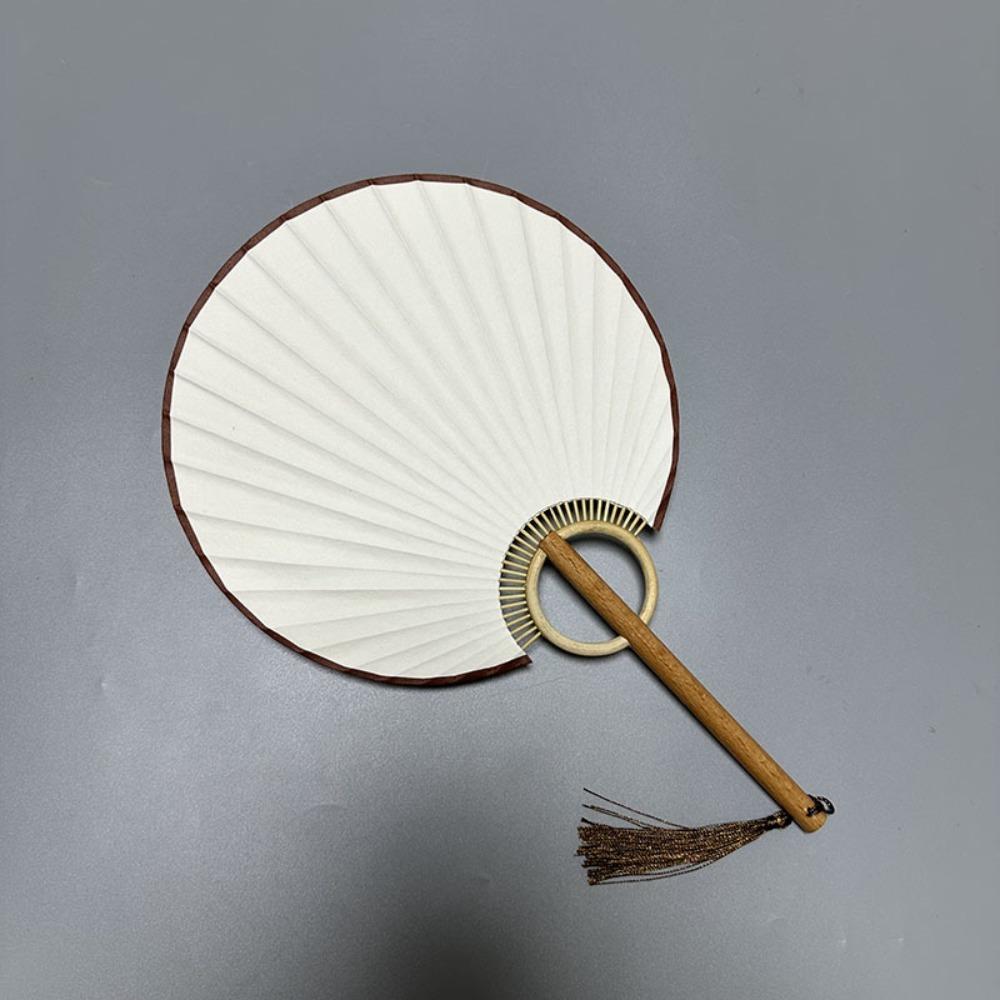 Vintage DIY Xuan Paper Fan Classical Round Fan Portable Hand Painted Fan  Painting
