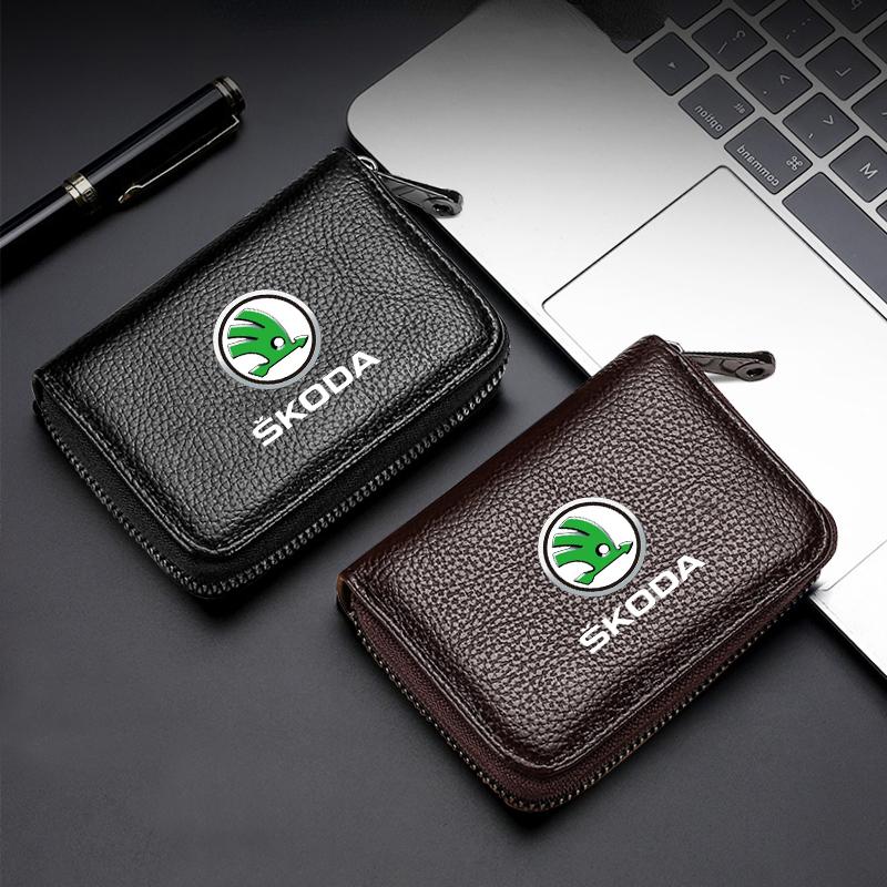 Кошелек из натуральной кожи для водительского удостоверения, ID-карты, банковских карт для Skoda Octavia Fabia A7 Kamiq Kapoq Kodiaq Rapid SCALA Superb Yeti Derivati