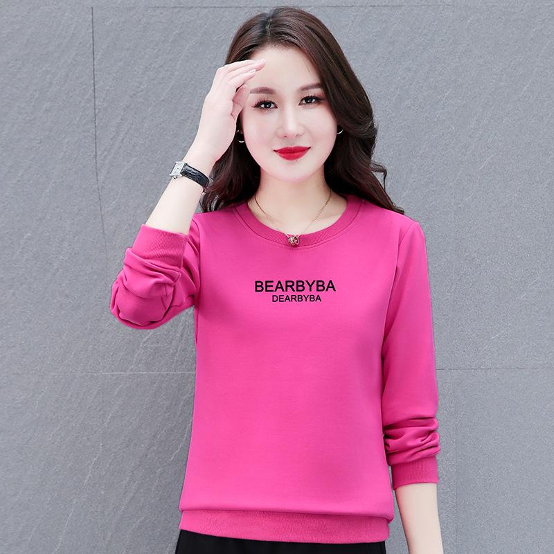 Женская толстовка с круглым вырезом – весна/осень 2025, длинный рукав, модный бархатный топ Plus