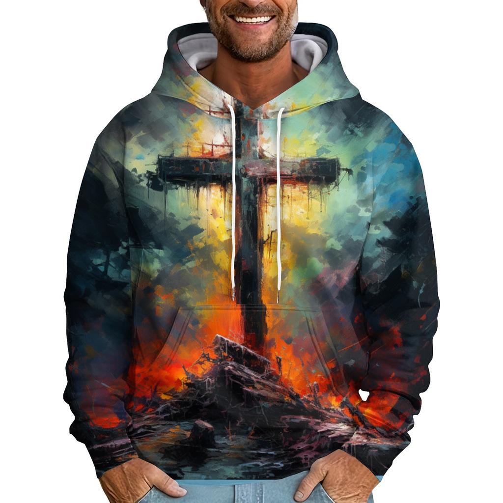 Мужская свободная толстовка с капюшоном с принтом, мужская повседневная модная спортивная толстовка