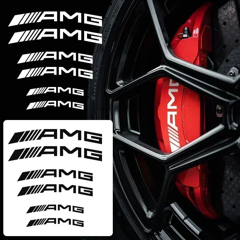 EHI3 Car for Mercedes benz AMG 6pcs Car Styling Car Brake Caliper Stickers For AMG Mercedes Benz W204 W124 W201 W202 W212 W220 W205 G