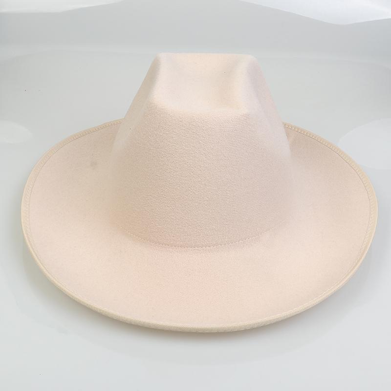 Unisex Western Cowboy Hat Wide Brim Roll‑Up Brim Double‑Top Felt Fedora Hat,10 Colors,Multiple Optional Detachable Hat Bands