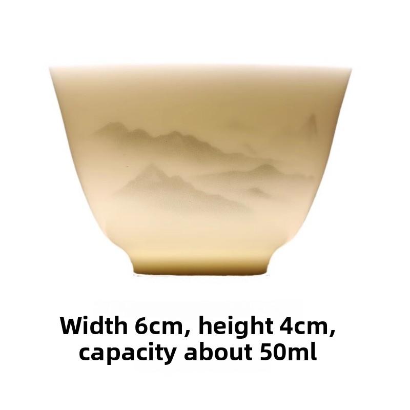 Suet Jade Porcelain Kung Fu Tea Master Cup Household White Porcelain Tea Small Gu Cup Ceramic Single Cup Tea Cup Tea Set