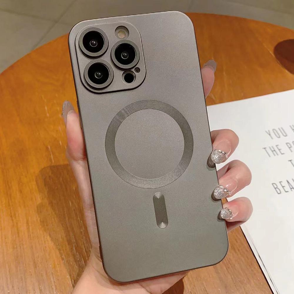 Для магнитного беспроводного зарядного чехла Magsafe для iPhone 16 15 14 13 12 11 Pro Max 7 8 Plus матовая мягкая стеклянная защитная крышка для объектива