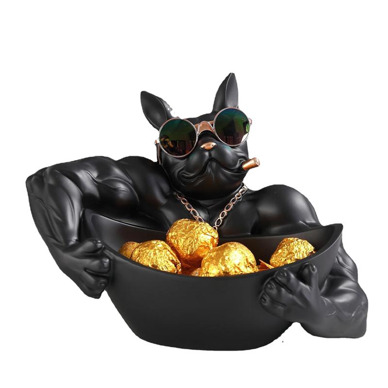 Creative Cool Dog Figurine Bulldog Statue Storage Box Animal Ornament Resin Craft Art Sculpture Figurine Home Decoration Gift