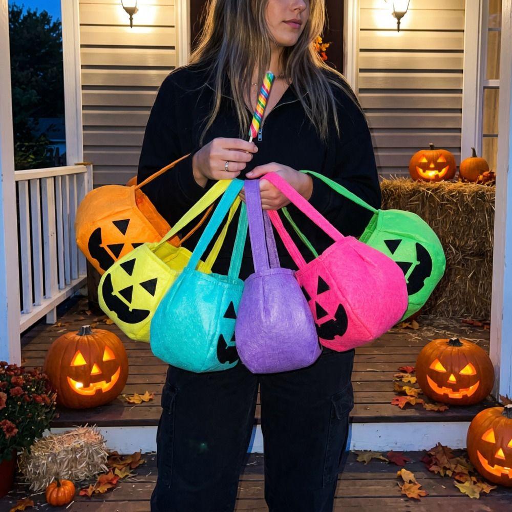 Gifts Pouch Pumpkin Candy Bucket Ghost Halloween Candy Bucket Portable Snack Storage Bag Gift