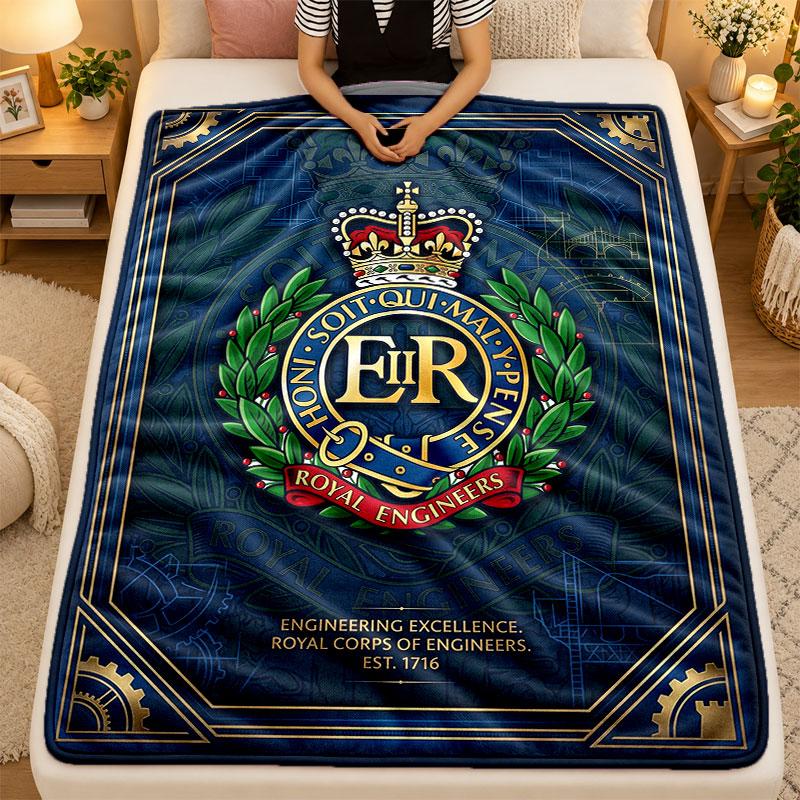 Flannel BlanketRoyal Engineers A.F.C Warm Soft Throw Blanket for Indoor Sofa Bed Living Room Use
