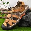 Модная летняя мужская повседневная обувь из кожи высокого качества, нескользящие уличные сандалии, модная прогулочная пляжная обувь для мужчин, дышащие мокасины