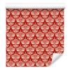 Christmas Damask Wallpaper Coral and Red 50x1000