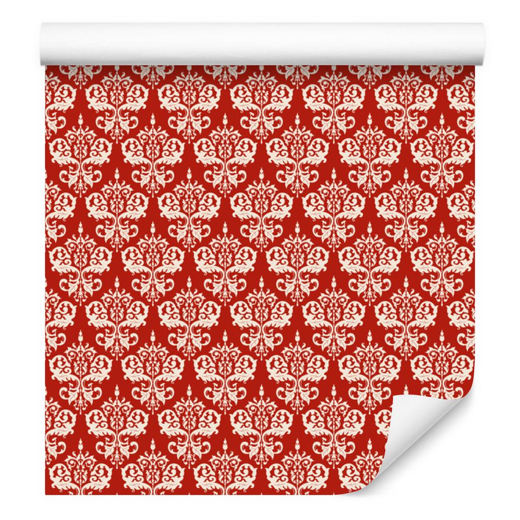 Christmas Damask Wallpaper Coral and Red 50x1000