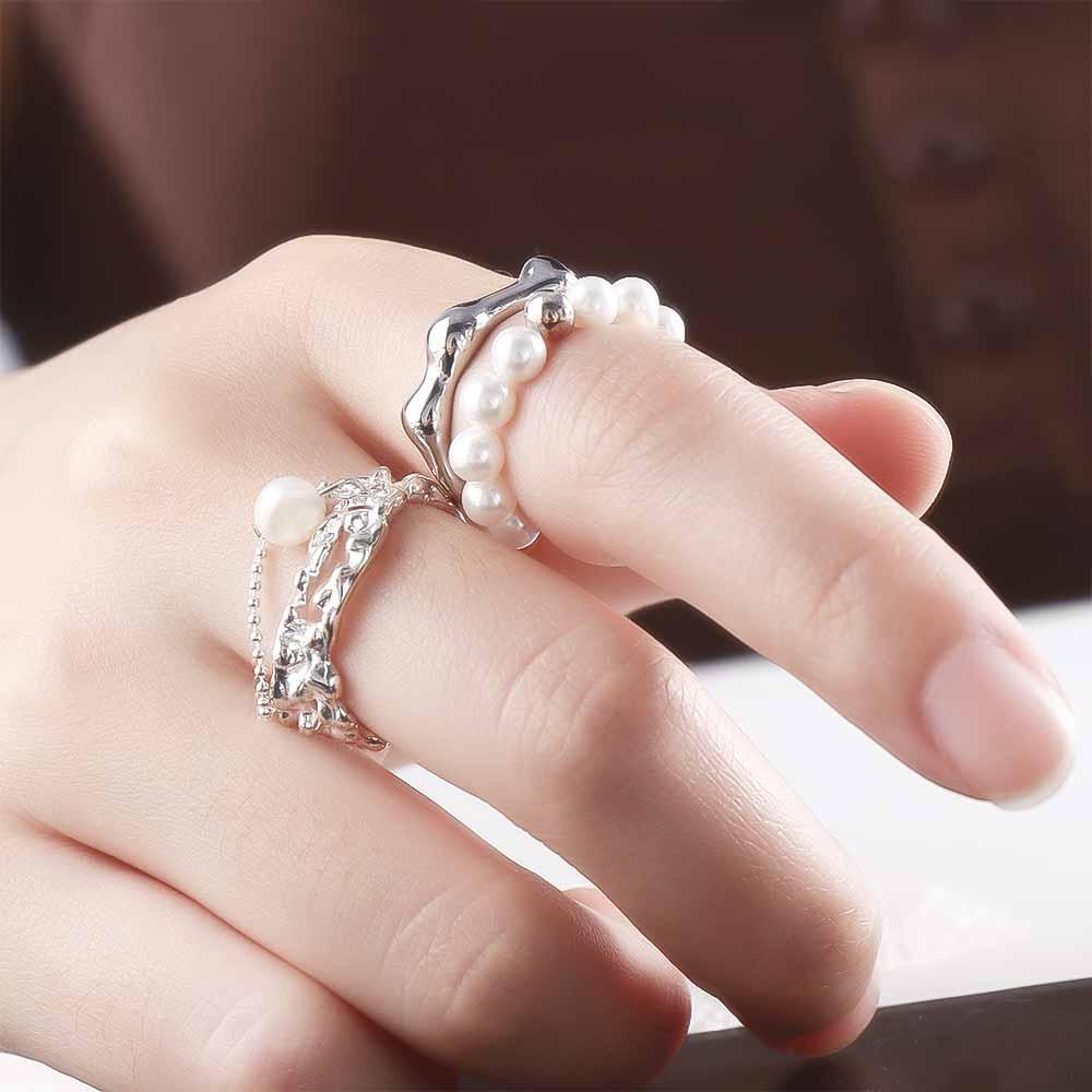 Tassel Chain Baroque Pearl Party Korean Style Women Rings Adjustable Open Ring Index Finger Ring
