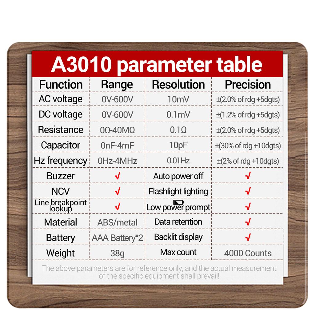 ANENG A3010 Перьевой мультиметр на 4000 отсчетов True-RMS с подсветкой Мультиметр Цифровой автоматический диапазон