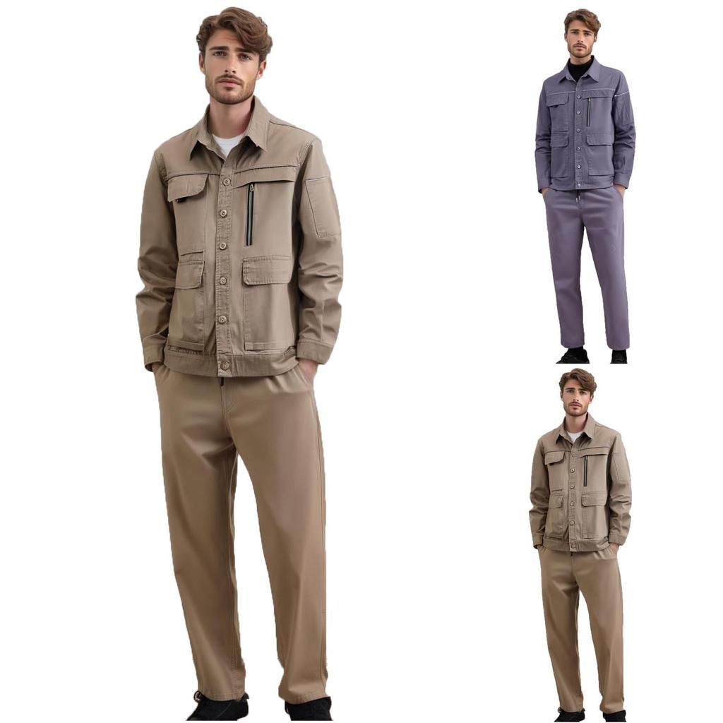 Рабочий костюм мужской тонкий летний топ пальто брюки однотонный костюм