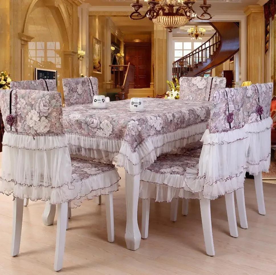 Европейская вышитая скатерть, современная простая розовая прямоугольная кружевная скатерть, чехлы на обеденные стулья, домашняя антигрязная подушка