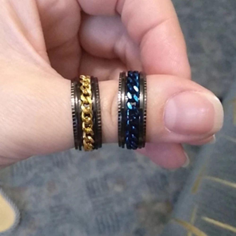 Spinner Rotating Punk For Teens Korean Finger Rings Men Rings Twist Chain Women Anxiety Rings