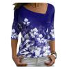 Autumn Women T Shirts Flower 3D Printing Long Sleeve Fashion Loose Irregular Diagonal Collar Ladies Clothes Harajuku Shirt Top