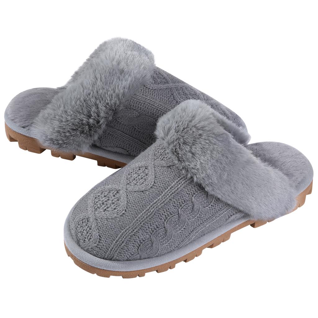 Comwarm Warm Cotton Slippers For Women Men Autumn And Winter Flats Soft Non-slip Fluffy Slippers Design Slides Indoor House Shoe
