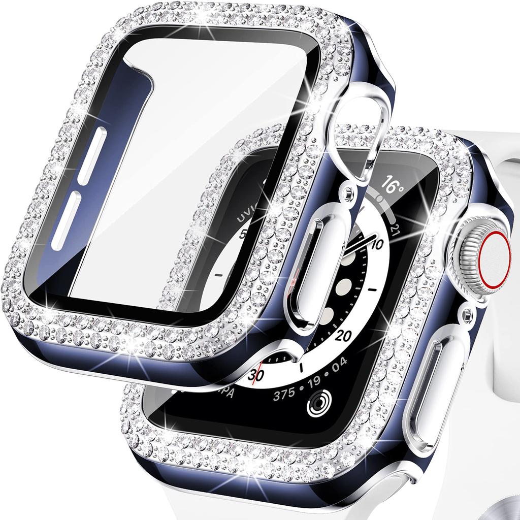 Стекло+Чехол Для Apple Watch корпус 40мм 44мм 45мм 41мм Аксессуары iWatch Алмаз+Защитное стекло Apple watch серия 3 5 6 SE 7 8