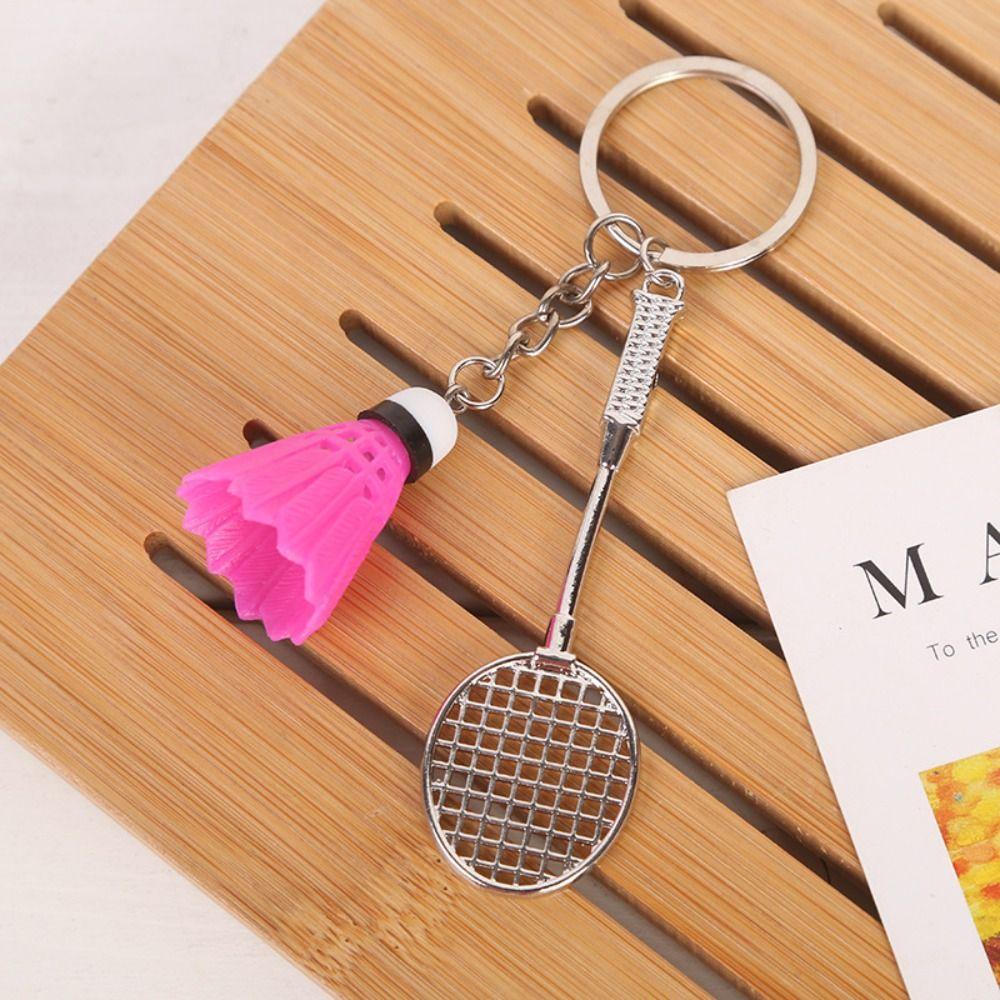 Badminton Shape Badminton Keychain Zinc Zinc Alloy Bag Pendant Mini Badminton Metal Car Keychain Unisex