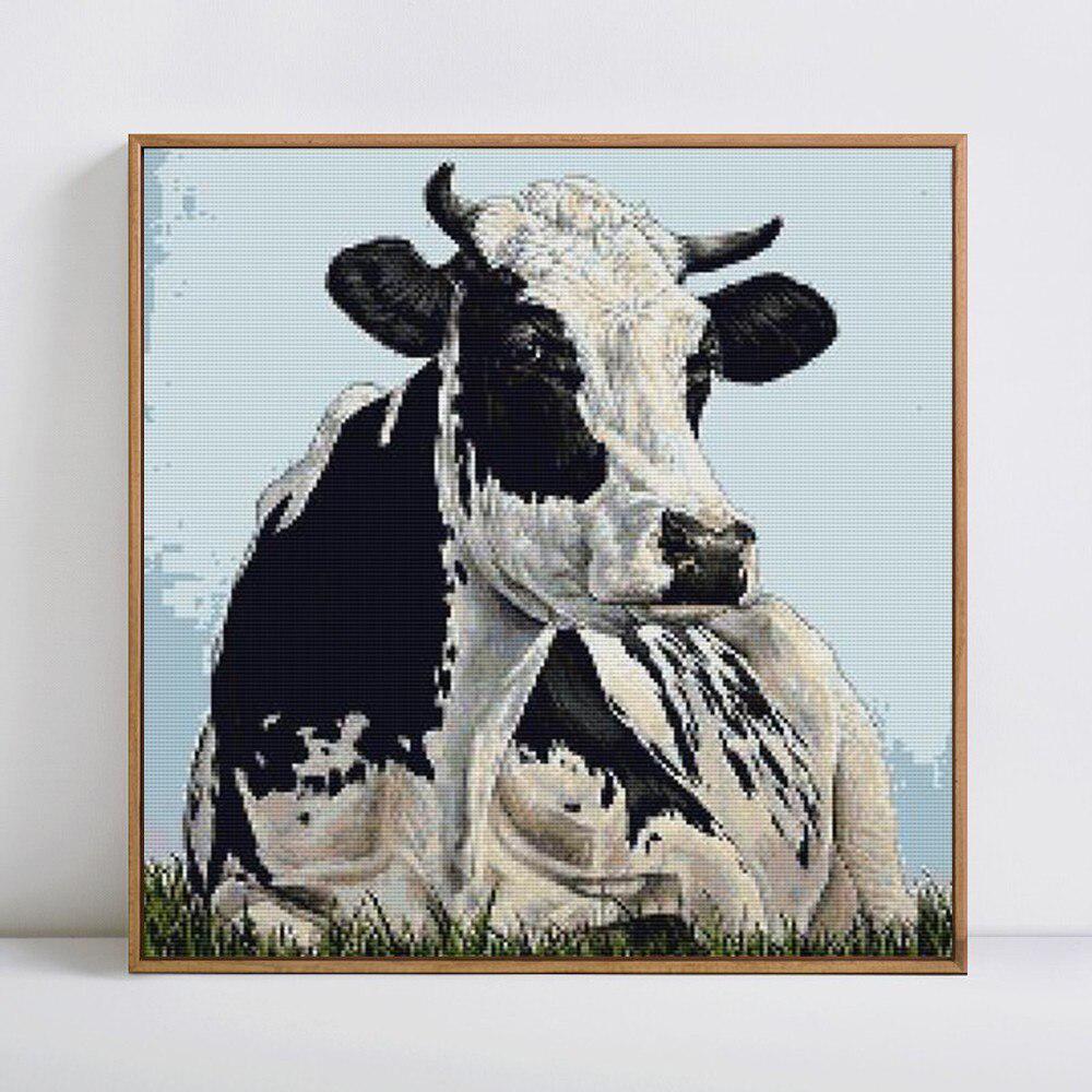Diy Painting Full 5d Diamond Round Animal Cow Diamond Embroidery Mosaic Full Display Picture