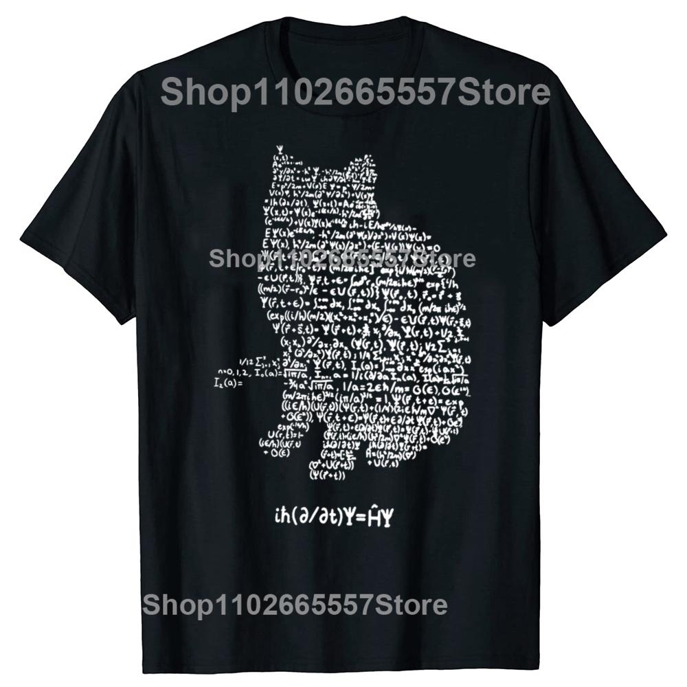 Maxwell Cat Quantum Mechanics Equation Theory T Shirts Physics and Mathematics Math Funny Cat Tshirt Oversized Men Europe Size