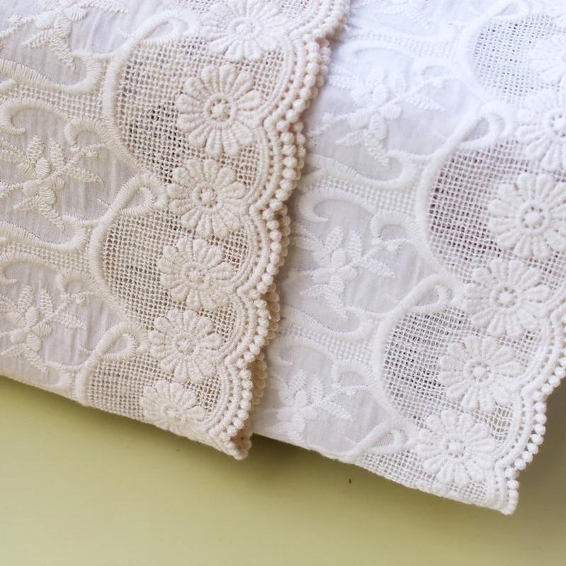1Meters/lot 10.5cm Wide Embroidered Lace for Sewing, Guipure Trim, 100% Cotton, DIY Garment Accessories, African Lace, Warp Knitting