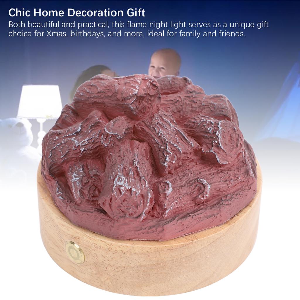 Светодиодная лампа с искусственным пламенем, деревянная, из смолы, на батарейках, имитация лампы для древесного угля, поддельный костер, ночник для домашнего декора