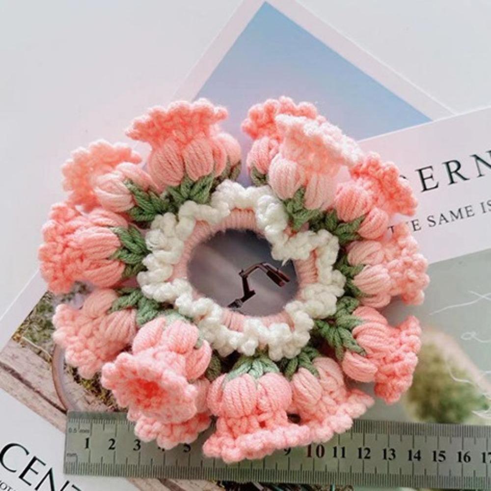 Elastic Knitted Hair Rope Handmade Sweet Hair Tie Cute Crocheted Flower Scrunchies Party