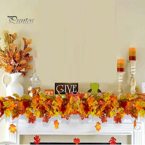 6.5Ft Fall Maple Leaf Garland Artificial Autumn Leaf Hanging Vine Decoration Realistic Thanksgiving Foliage Decor for Home Wedding Garden Office