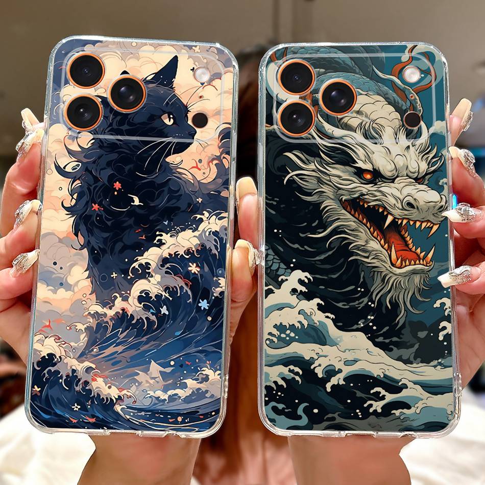 Для iPhone 17 Pro Max iPhone17 Air Cool Чехол для телефона с рисунком Дракон и Тигр Для iPhone 17Pro 17Air 17ProMax Мягкие силиконовые TPU чехлы