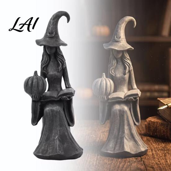 Weighted Stable Base Ornament Pumpkin Witch Ornament Halloween Gothic Style Tabletop Figurine Retro Lightweight Easy Storage Figurine PLA Statue for