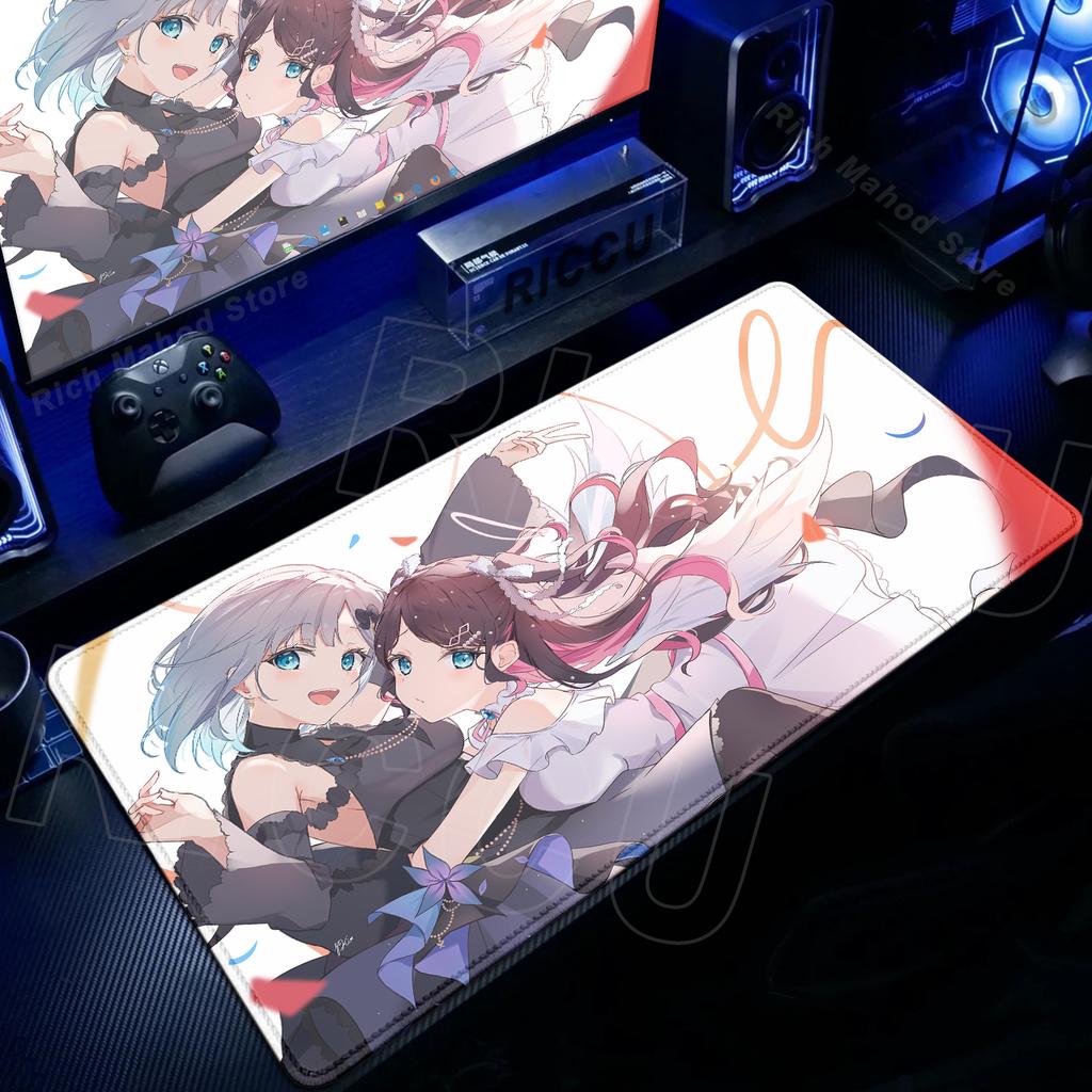 Аниме Девушка VTuber VSPO Коврик для мыши Большой XXL Коврик для стола под клавиатуру Аксессуары для ПК-гейминга Коврик для мыши с заблокированным краем Нескользящий Расширенный Коврик для стола