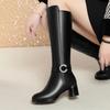 Высокие сапоги, женские зимние шерстяные теплые рыцарские сапоги из натуральной кожи, женские высокие сапоги для весны и осени в британском стиле