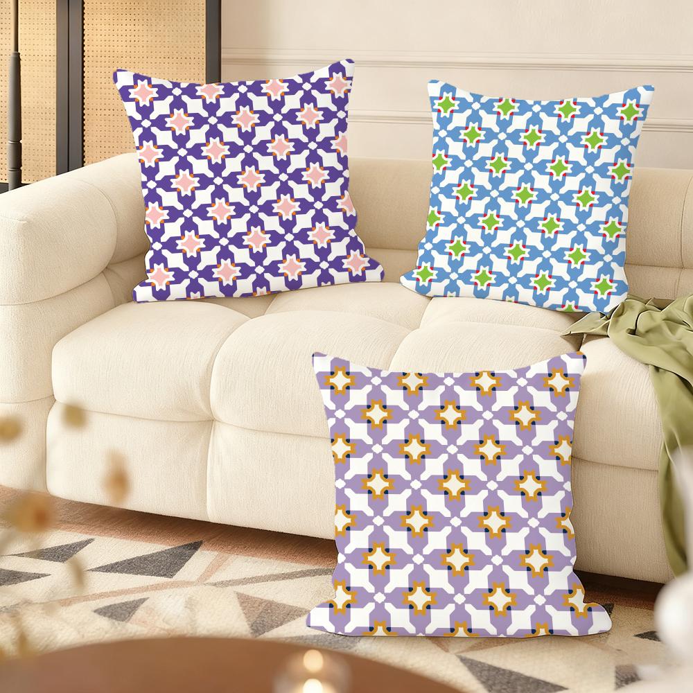 Abstract geometry Art Cushion Cover Natural Linen Organic Fabric DoubleSided Printing Couch Pillow Covers Home Decor